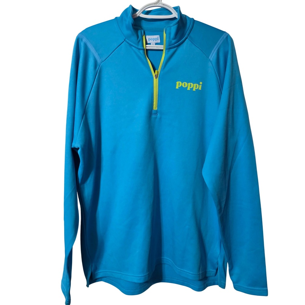 Poppi Unisex Large Quarter Zip Pullover Blue Soda Merch Athleisure Activewear
